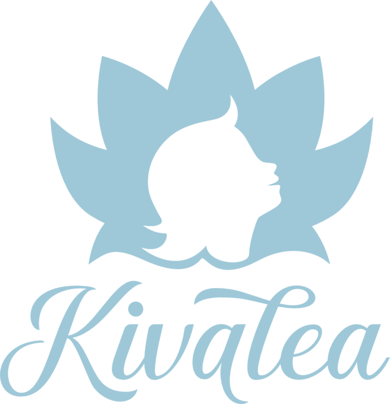 "Kivalea Wort-Bild-Marke – Lotusblüte mit Kindersilhouette, entwickelt von Andrea Eigler"